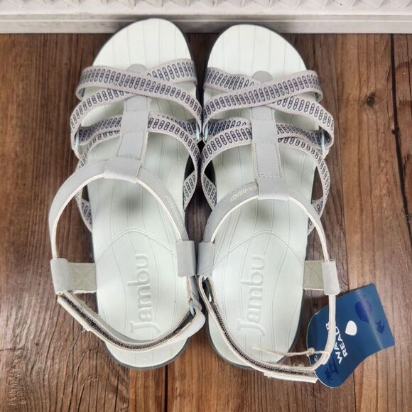 Jambu Bay Water Ready Vegan Sandals Women's Size 10 M Gray White Strappy J2BAY65 - Picture 7 of 11